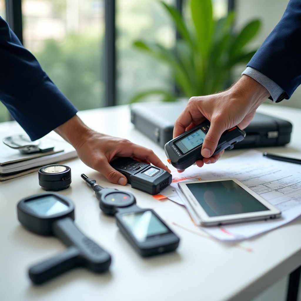 Professional using environmental measurement equipment to assess indoor growing conditions